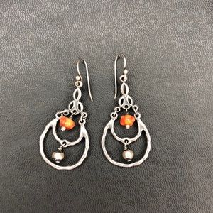 Retired Silpada Sterling/Sponge Coral Earrings